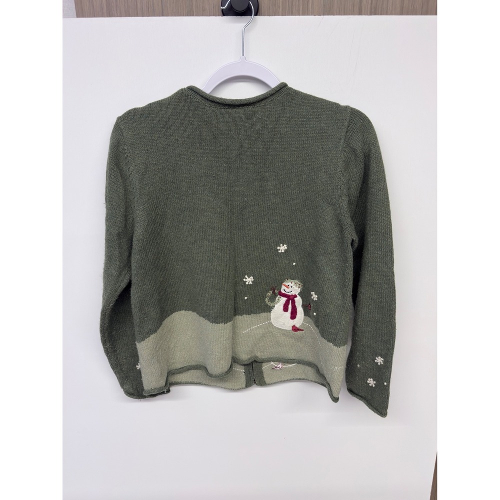 Grannycore Cottagecore Christmas Cardigan Women PS Snowman Embroidered Sweater - Picture 6 of 7